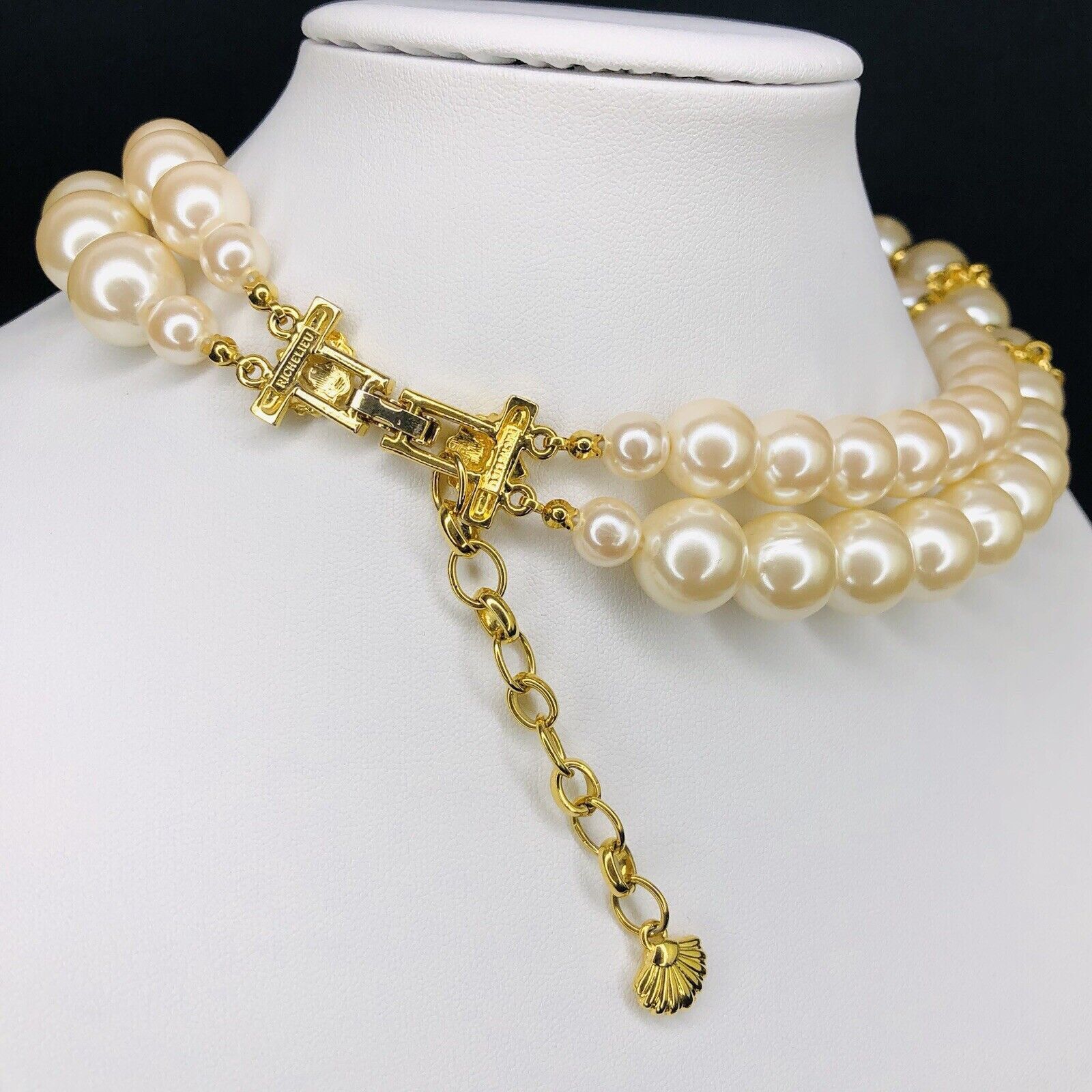 Other VTG Richelieu 2 Strand Chunky Faux Pearl Gold Tone Choker Size ONE SIZE - 6 Thumbnail