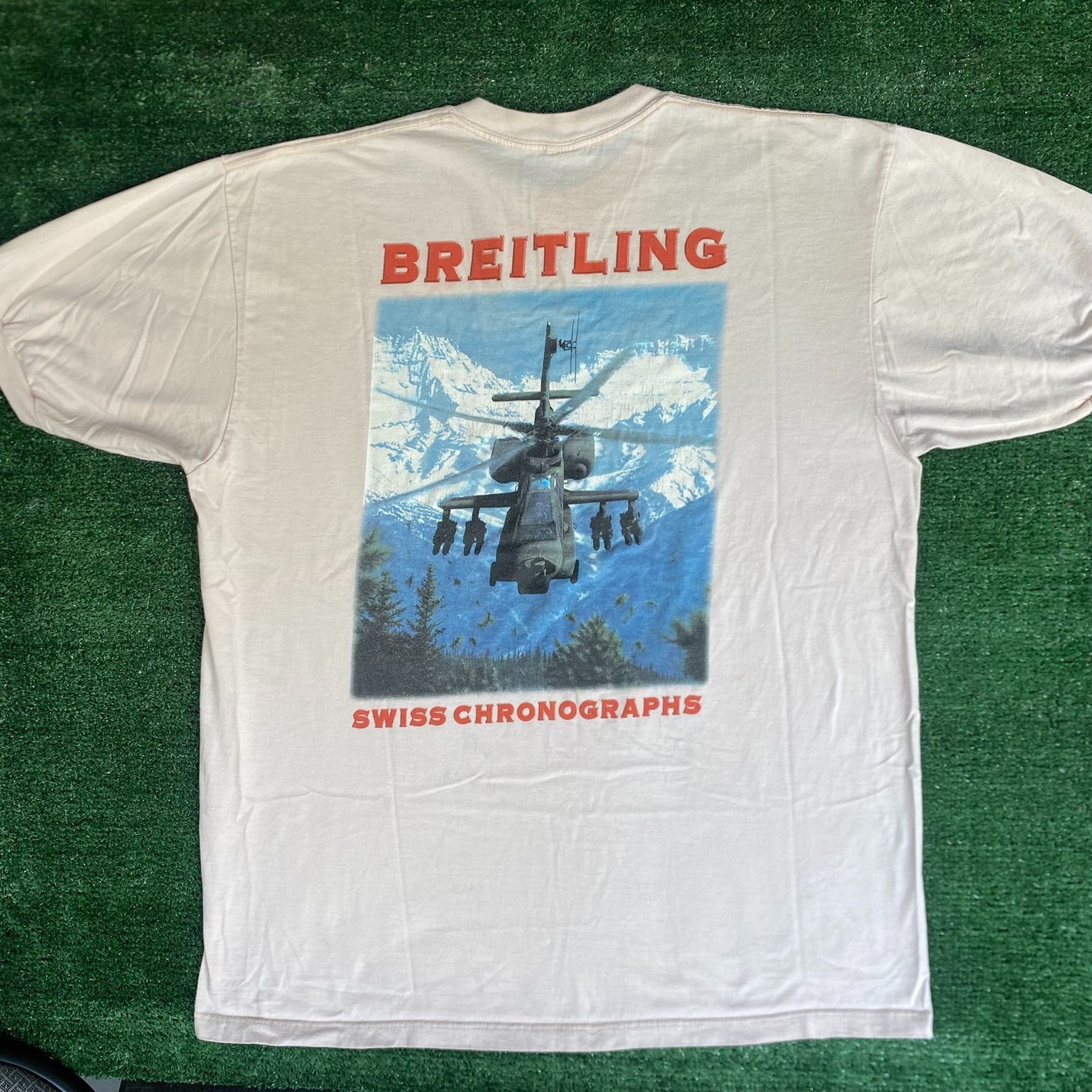 Breitling Vintage 90s Breitling Helicopter Shirt Military Aviation Tee Size US XL / EU 56 / 4 - 1 Thumbnail