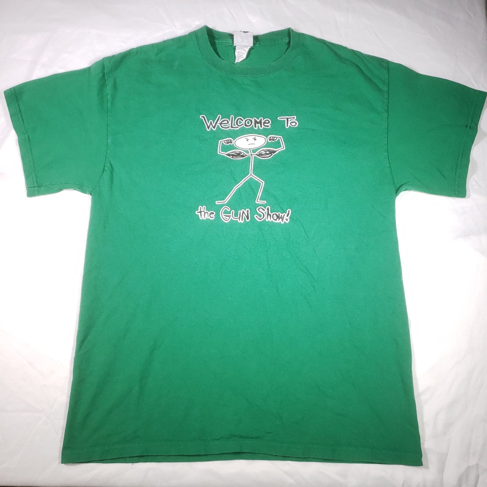 Vintage Rare 2000s Funny Stick Figure Welcome To The Gun Show TShirt Size US L / EU 52-54 / 3 - 1 Thumbnail