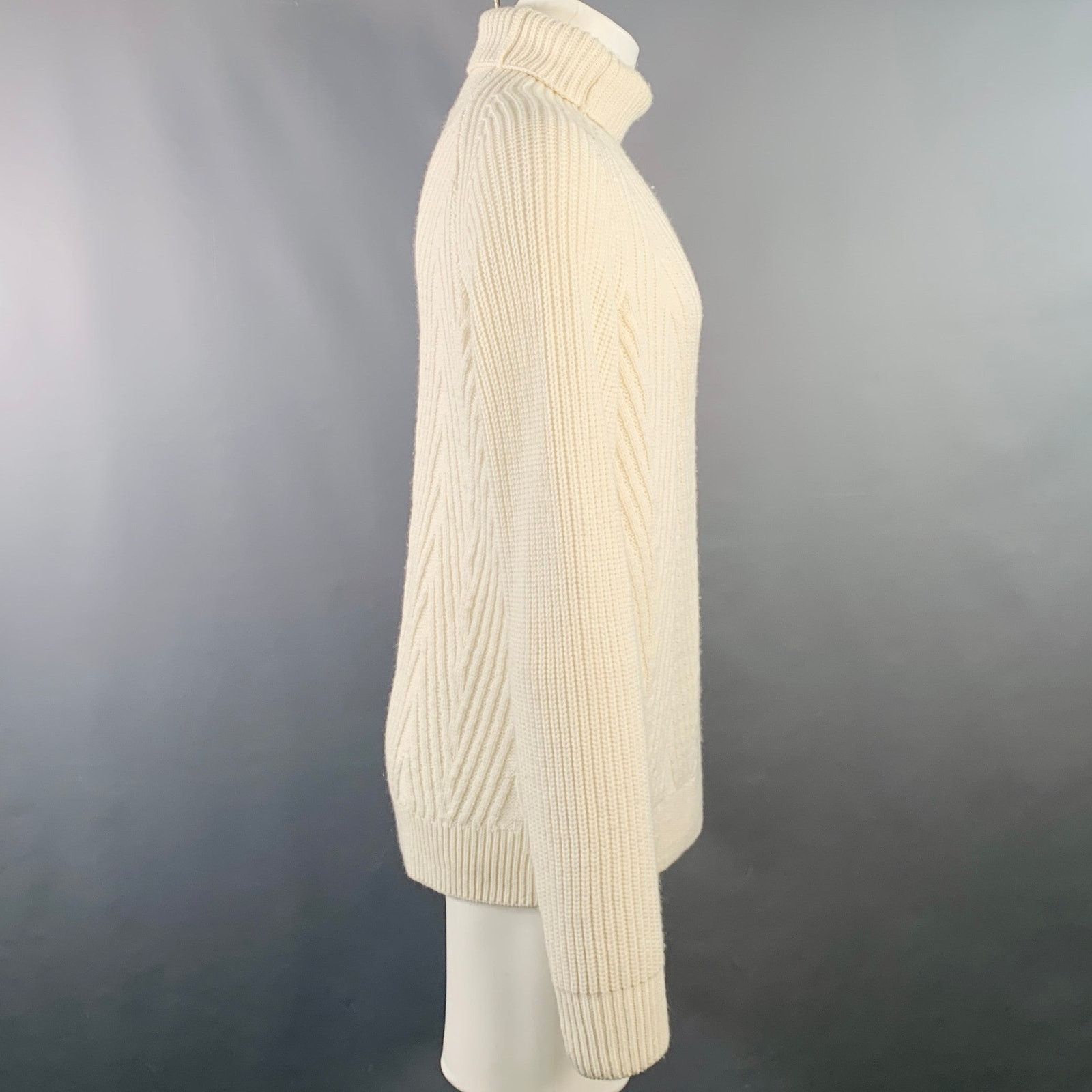 Haider Ackermann Size M Cream Cable Knit Cashmere Turtleneck Sweater Size US M / EU 48-50 / 2 - 3 Thumbnail