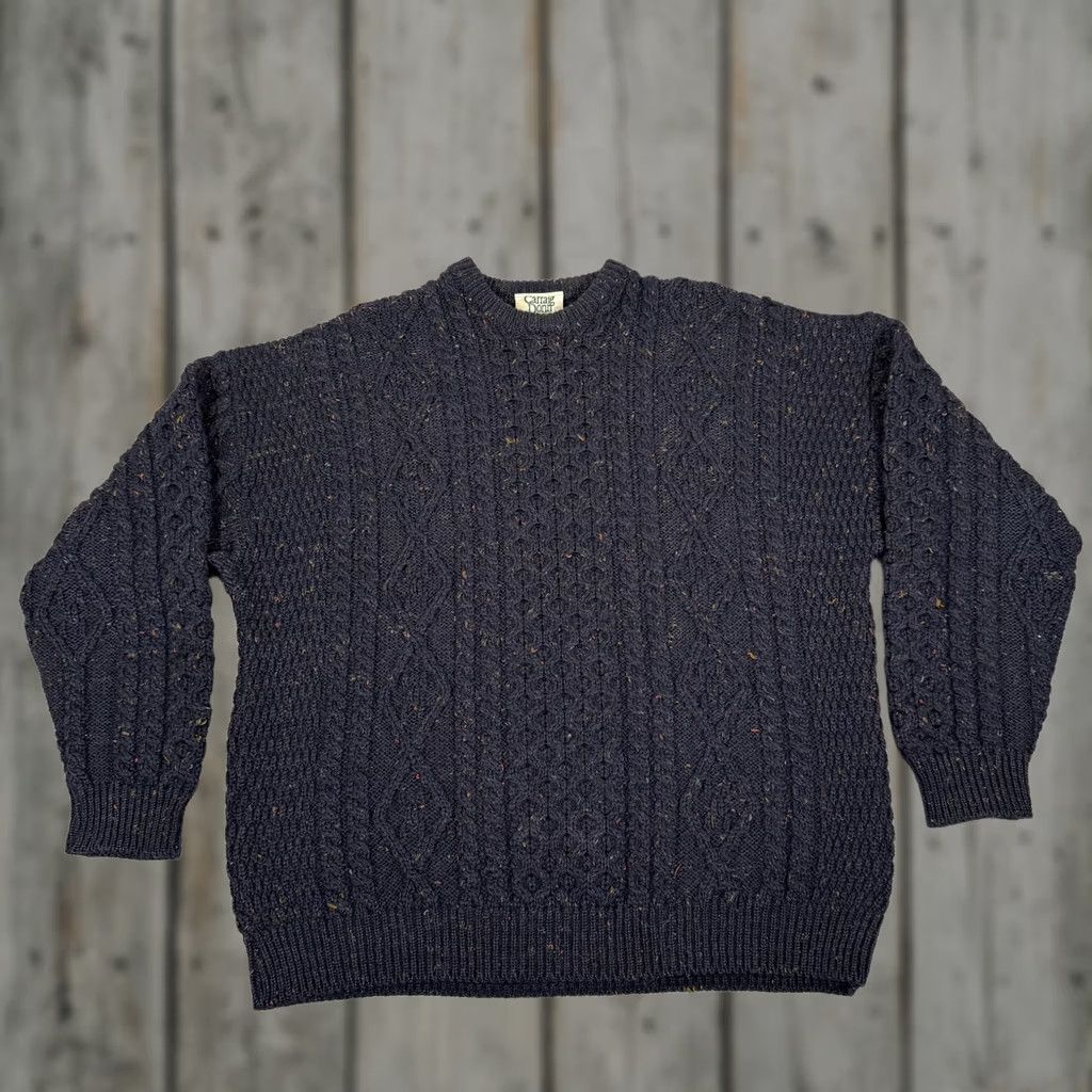 Vintage Carraig Donn Sweater Mens Medium Blue Donegal Wool Cable Knit Fisherman Aran Size US M / EU 48-50 / 2 - 1 Thumbnail