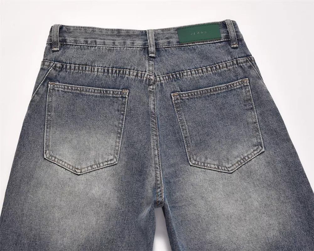 Japanese Brand × Jean American retro washed distressed straight wide-leg jeans Size US 34 / EU 50 - 5 Thumbnail