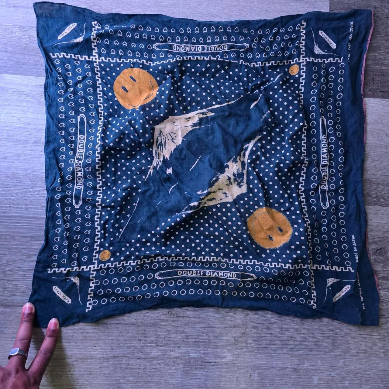 Kapital OG Kapital Mt Fuji Smiley Face Bandana Navy Blue Size ONE SIZE - 1 Thumbnail