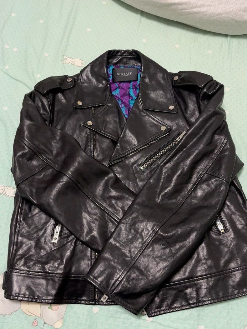 Versace Versace Men's black leather jacket Size US M / EU 48-50 / 2 - 1 Thumbnail