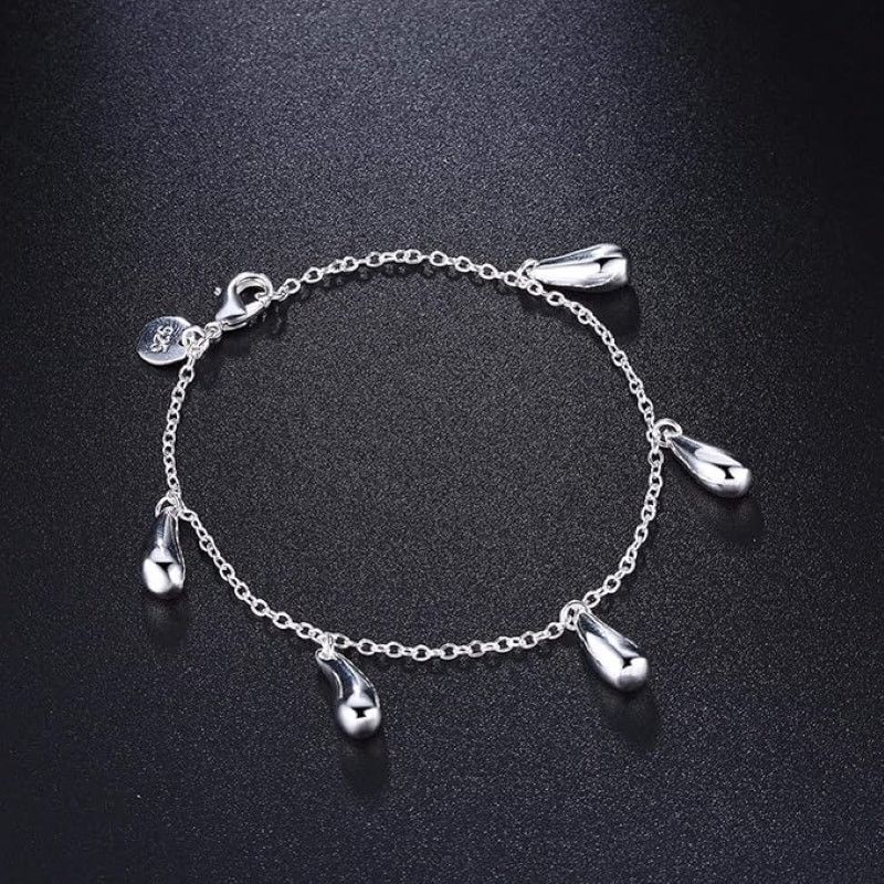 Other Silver Plated Water Drop Charm Bracelet | Polished Chain Size ONE SIZE - 5 Thumbnail