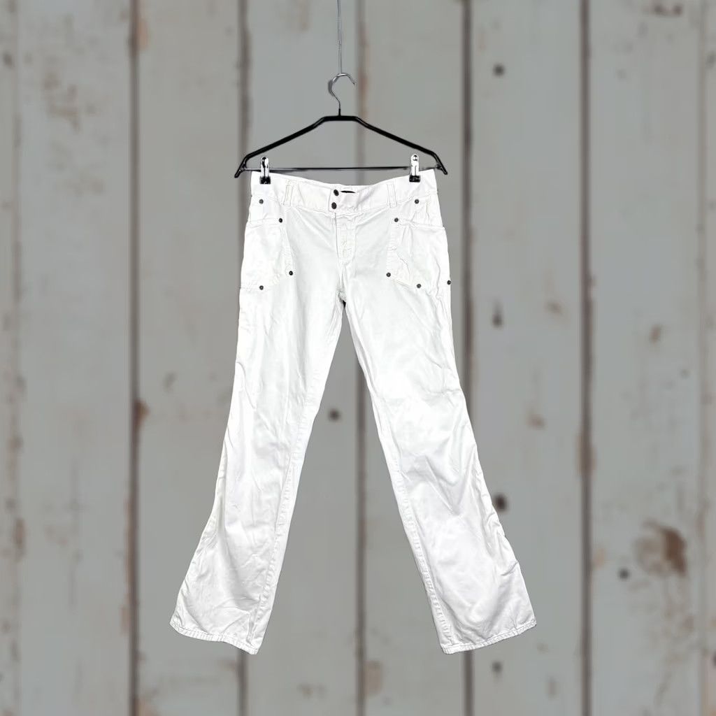 Dolce & Gabbana Dolce&Gabbana Jeans Woman White Cotton Denim Bootcut 29 Medium Rise 33in Inseam 5-Pocket Logo Button Vintage No Mens Womens Girls Size 29" - 1 Thumbnail