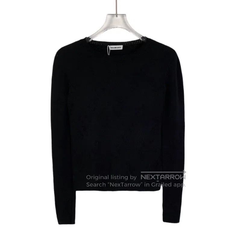 Balenciaga Balenciaga Black Logo Subtle Pattern Round Neck Knitwear Size US XS / EU 42 / 0 - 1 Thumbnail