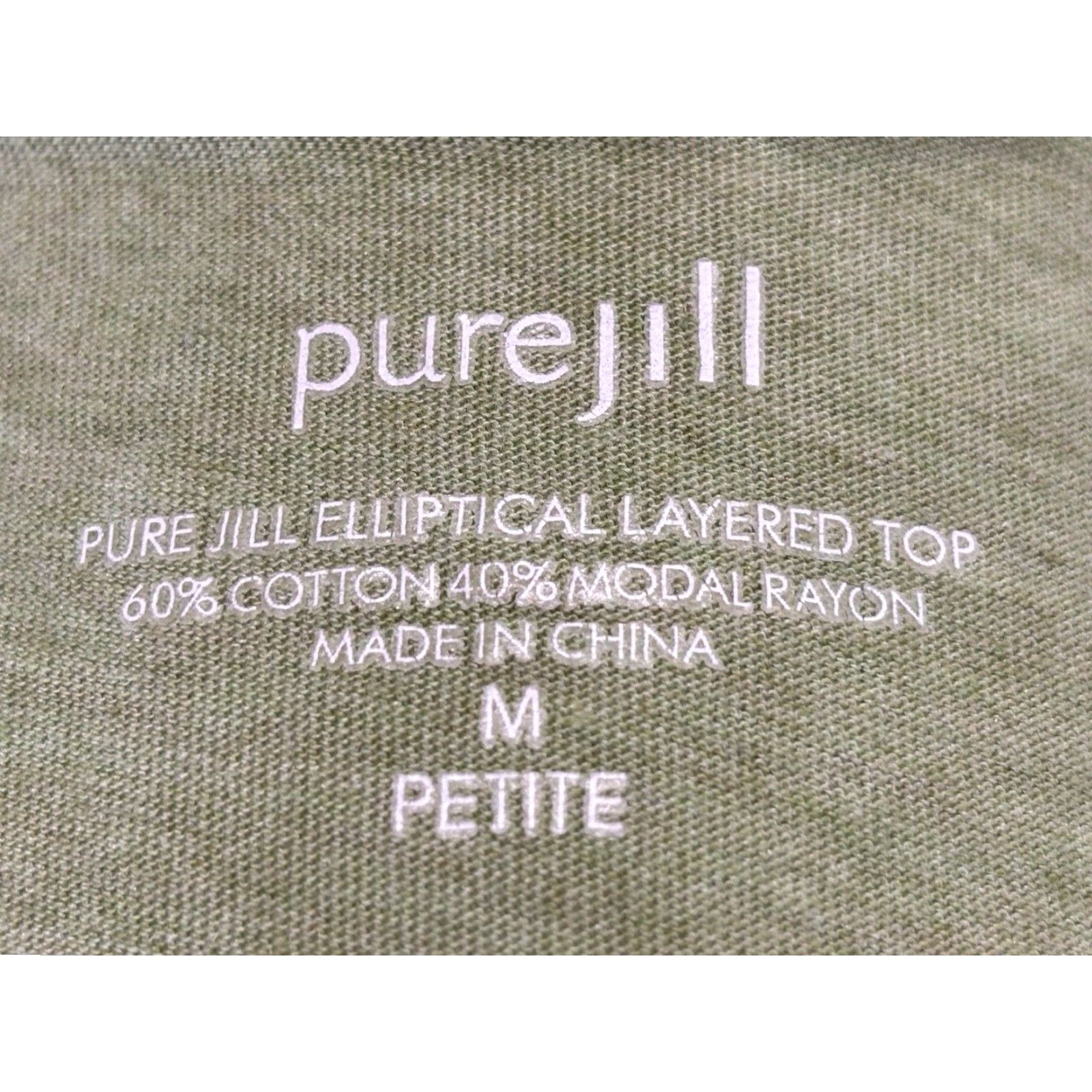 J. Jill J. Jill Purejill Layered Elliptical Top Shirt 3/4 Sleeve Sz Medium Petite Green Casual Size M / US 6-8 / IT 42-44 - 5 Thumbnail