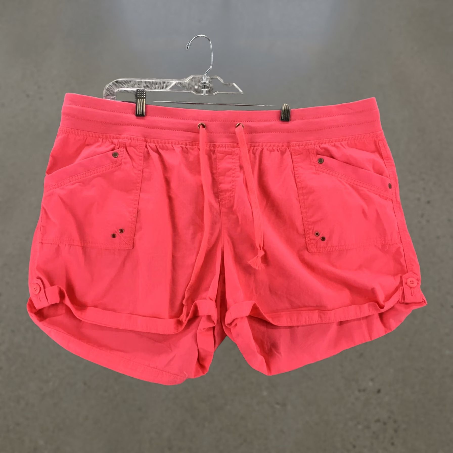 Vintage Maurices Board Shorts Womens 3 Pink Cotton Elastic Adjustable Waist Tie Pockets Size 26" / US 2 / IT 38 - 1 Thumbnail