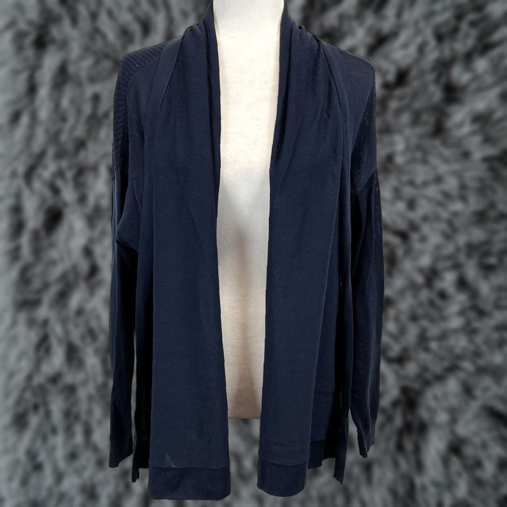 Vintage Chicos Cardigan Sweater, Open Front, Ribbed Knit, Blue, Size 2, US L, Women, Regular, Knit, Cardigan, VGUC Size XS / US 0-2 / IT 36-38 - 1 Thumbnail
