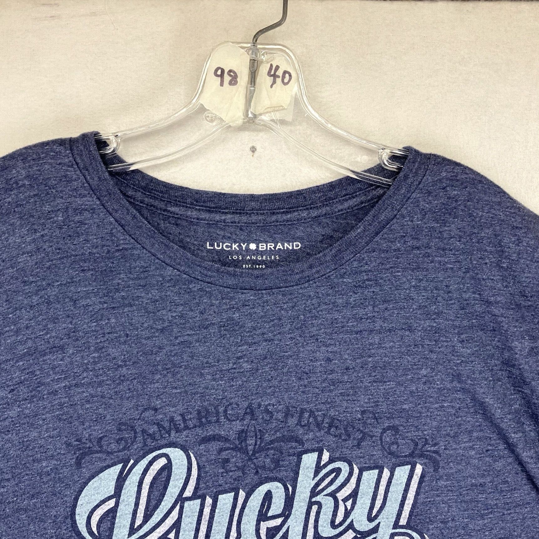 Lucky Brand LUCKY BRAND T-Shirt Mens Graphic 2XL Blue Short Sleeve Crew Neck 90s Retro Vintage-Style Logo Print Mens Size US XXL / EU 58 / 5 - 5 Thumbnail