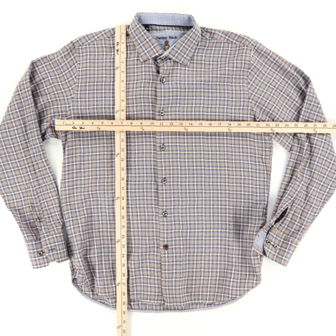 Vintage Visconti Black Slim Fit Twill Gingham Button Up Shirt Brown Men XL Size US XL / EU 56 / 4 - 3 Thumbnail