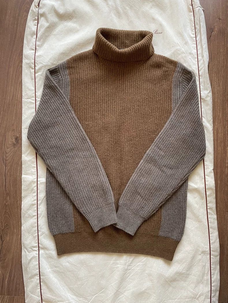 Loro Piana Colorblock Cashmere Turtleneck Sweater-