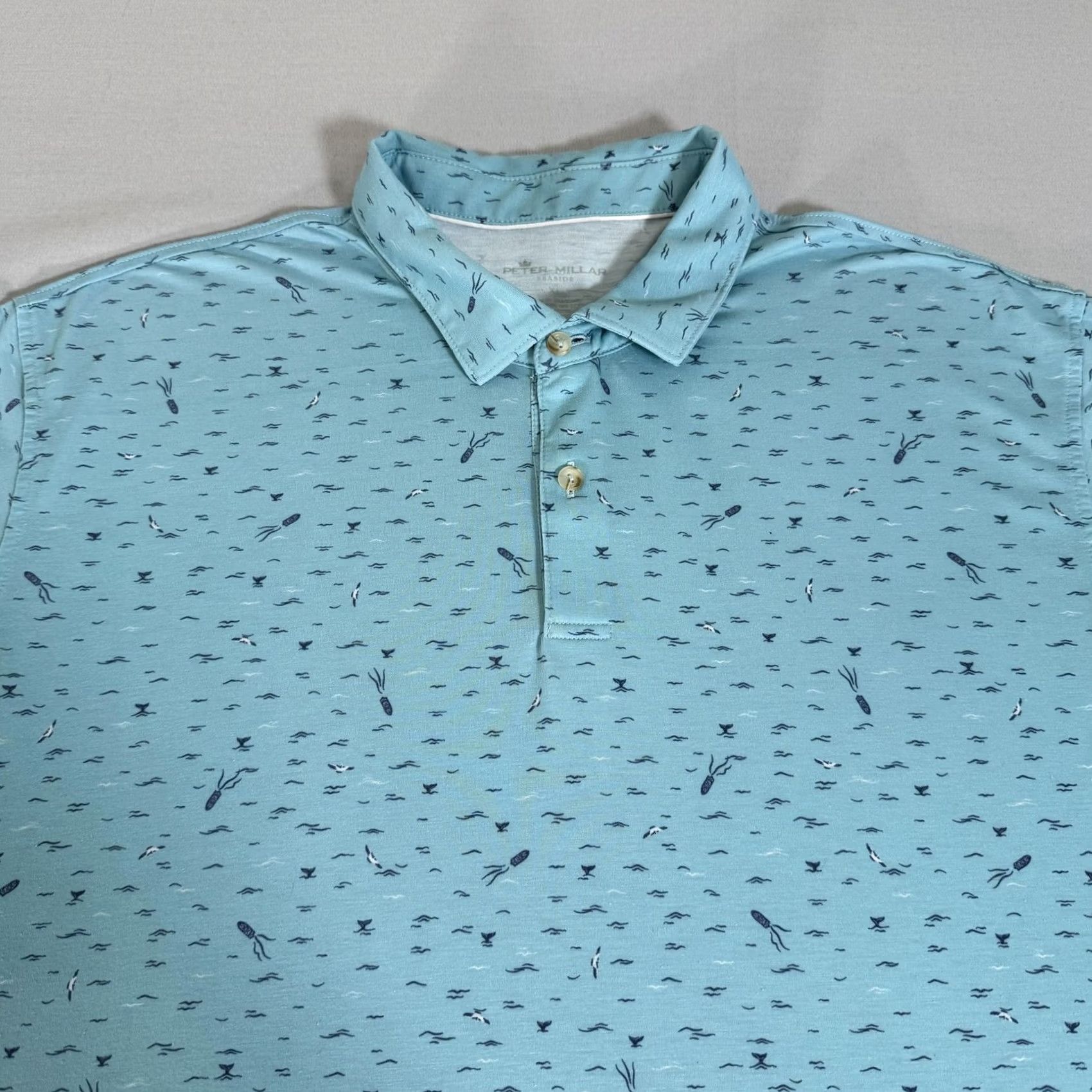 Peter Millar Peter Millar Shirt Mens XL Blue Seaside Wash Polo Golf Stretch Size US XL / EU 56 / 4 - 2 Thumbnail