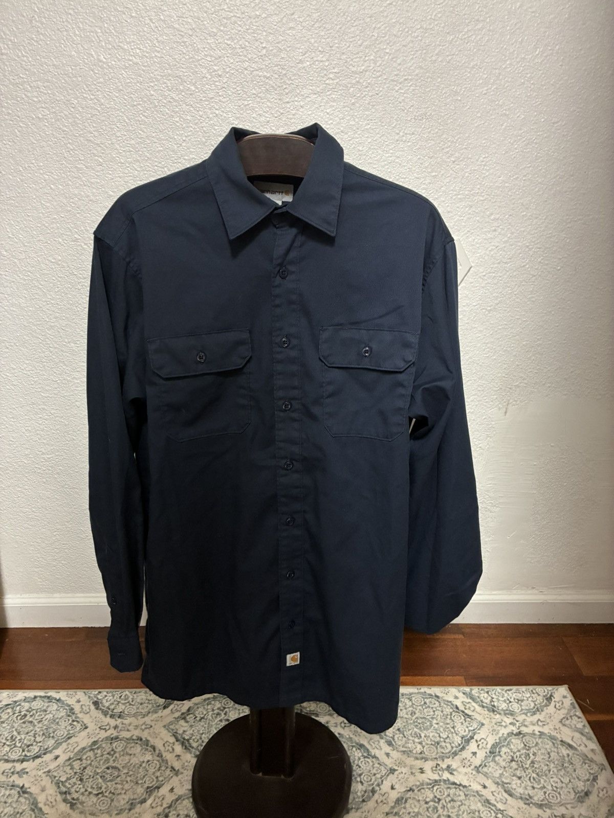 Carhartt Carharrt dark blue long sleeve buttoned workwear shirt large Size US L / EU 52-54 / 3 - 1 Thumbnail