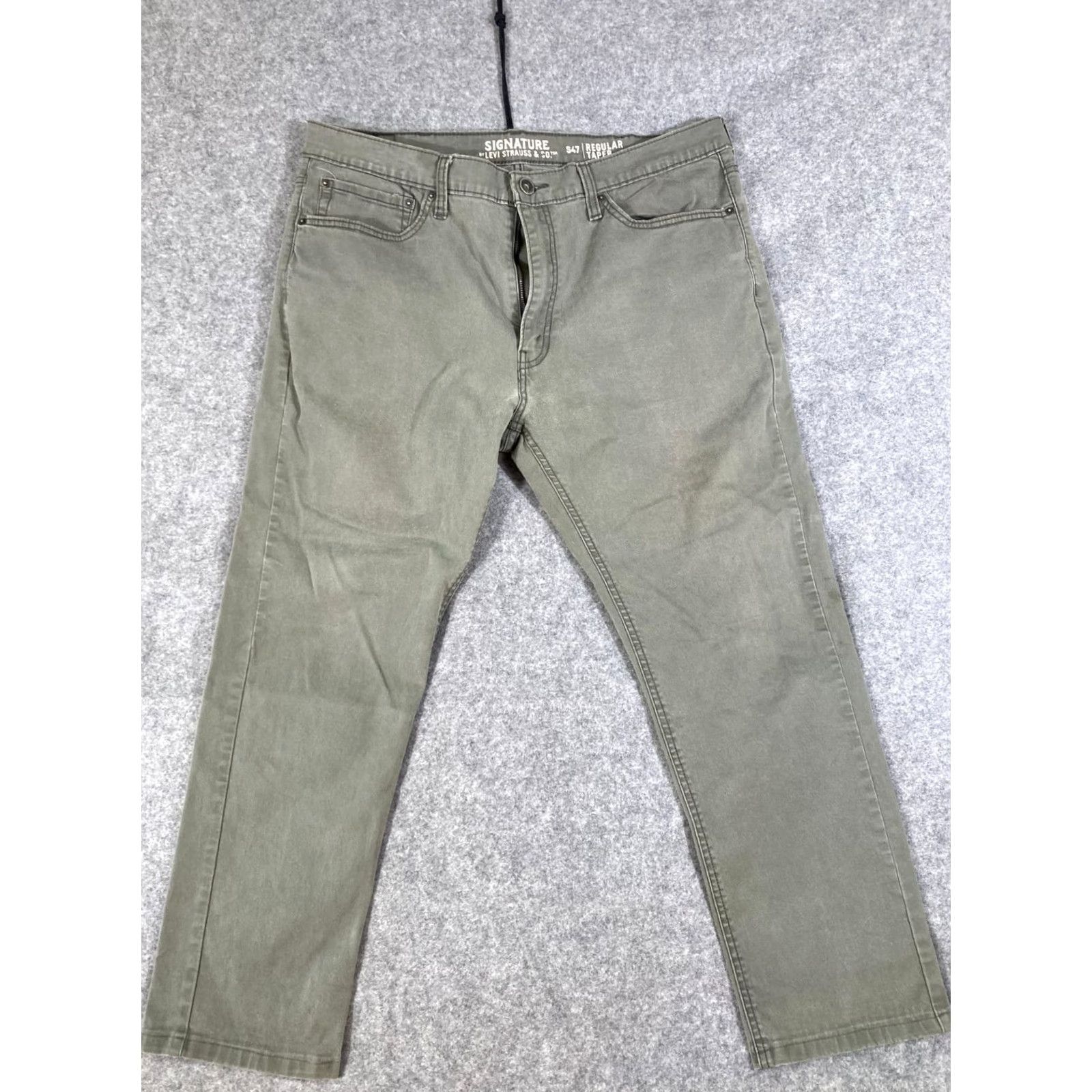 Levi's Levi's Signature S47 Tapered Jeans Mens 38X32 Green Denim Waistband Stretch Logo Medium Wash 5-Pocket Design Regular Fit Distinctive 90s Outdoor Mens Size US 38 / EU 54 - 3 Thumbnail