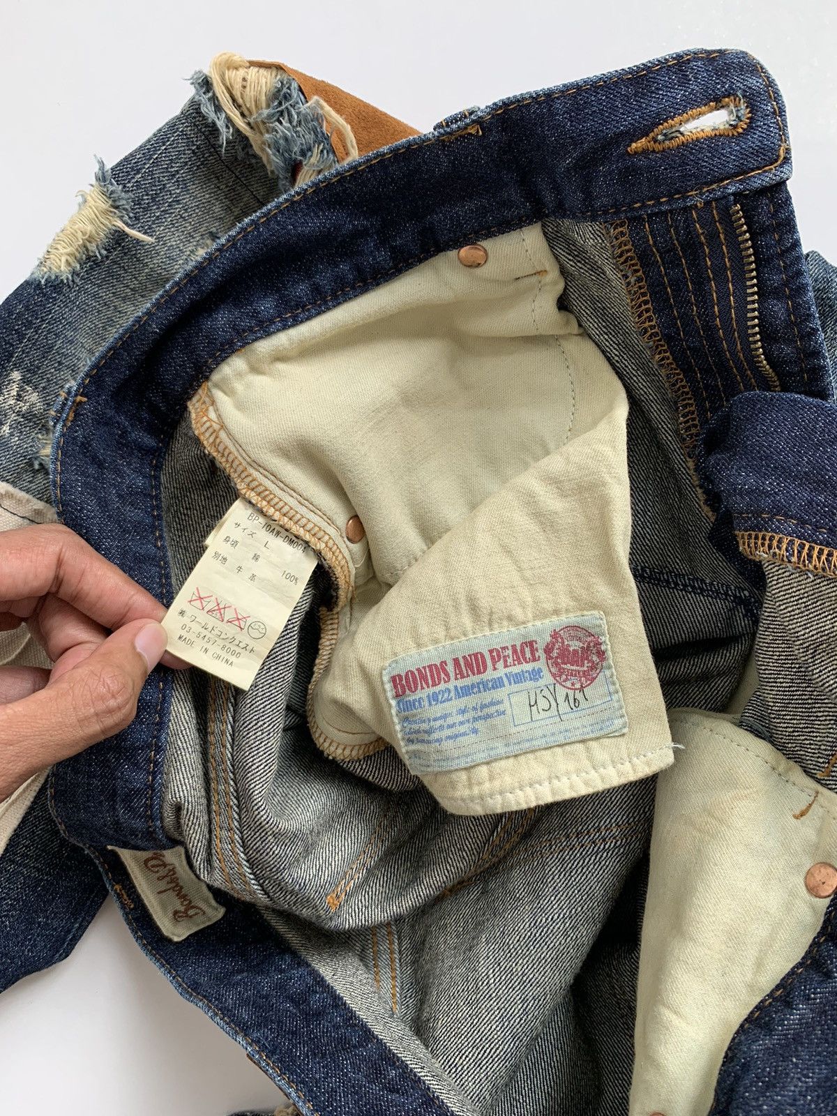 Japanese Brand Bonds & Peace Flared Bootcut Patchwork Distressed Size US 31 - 4 Thumbnail