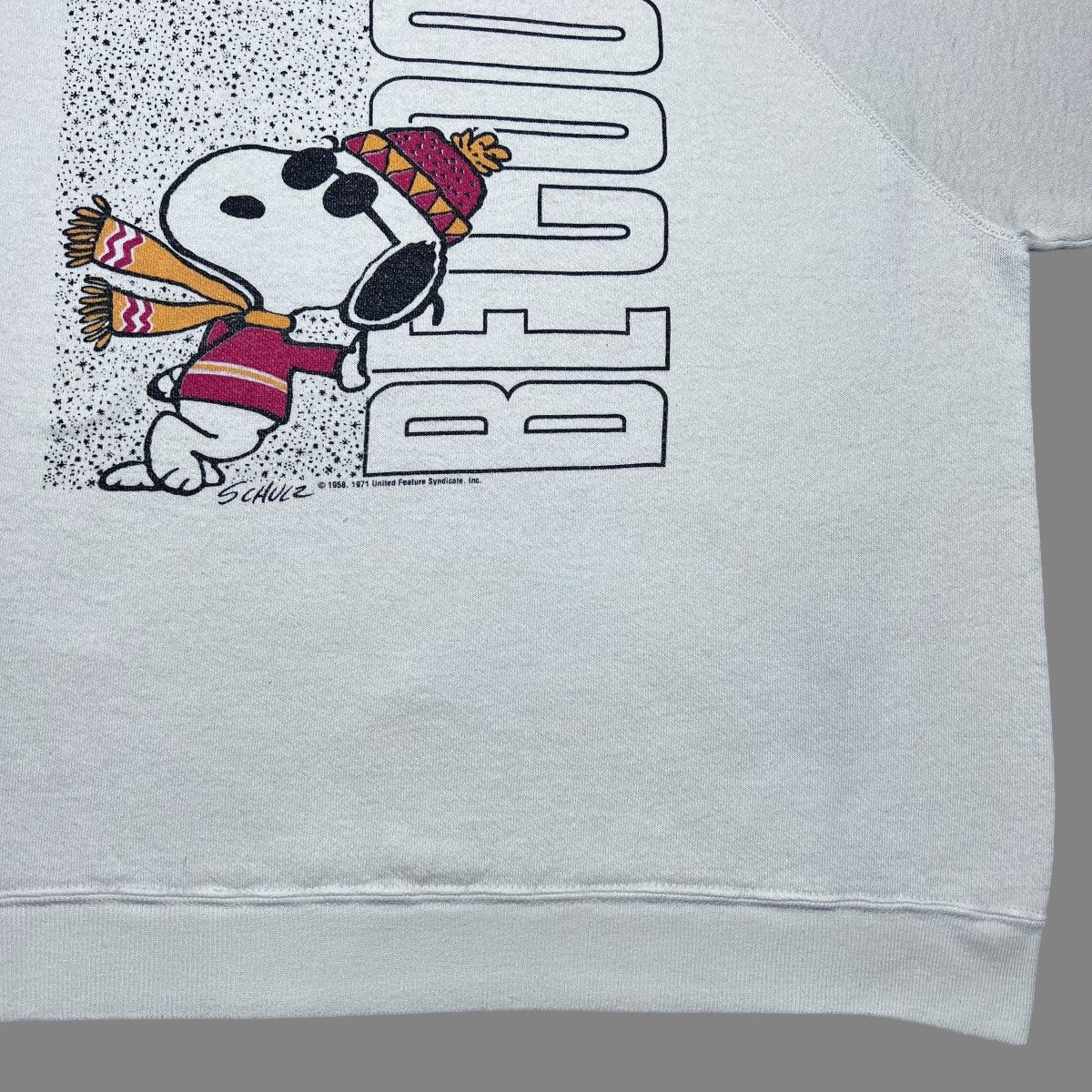 Peanuts × Vintage Vtg 80s Be Cool Snoopy Peanuts Winter Pullover Sweatshirt Size US L / EU 52-54 / 3 - 9 Thumbnail