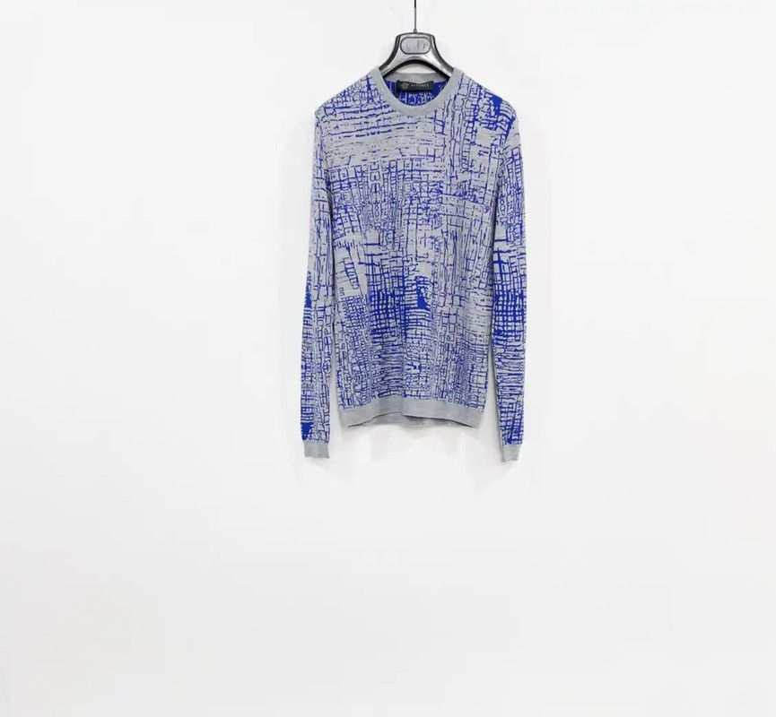 Versace Versace Blue Wool Pullover Sweater for Men 0089 Size US S / EU 44-46 / 1 - 1 Thumbnail
