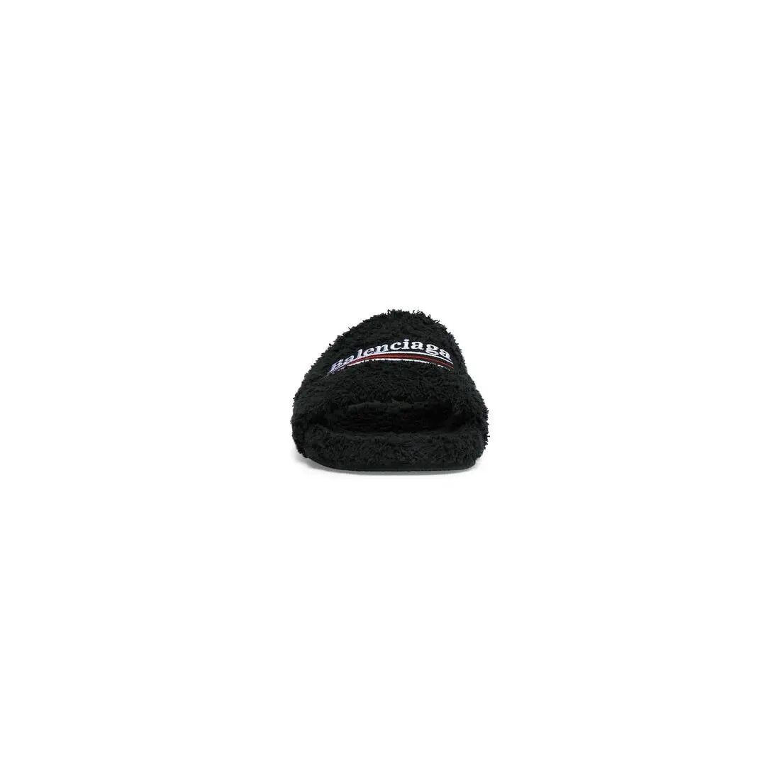 Balenciaga o1bcso1str0126 Furry Slide Sandals In Soft Towel in Black Size US 8 / IT 38 - 3 Thumbnail