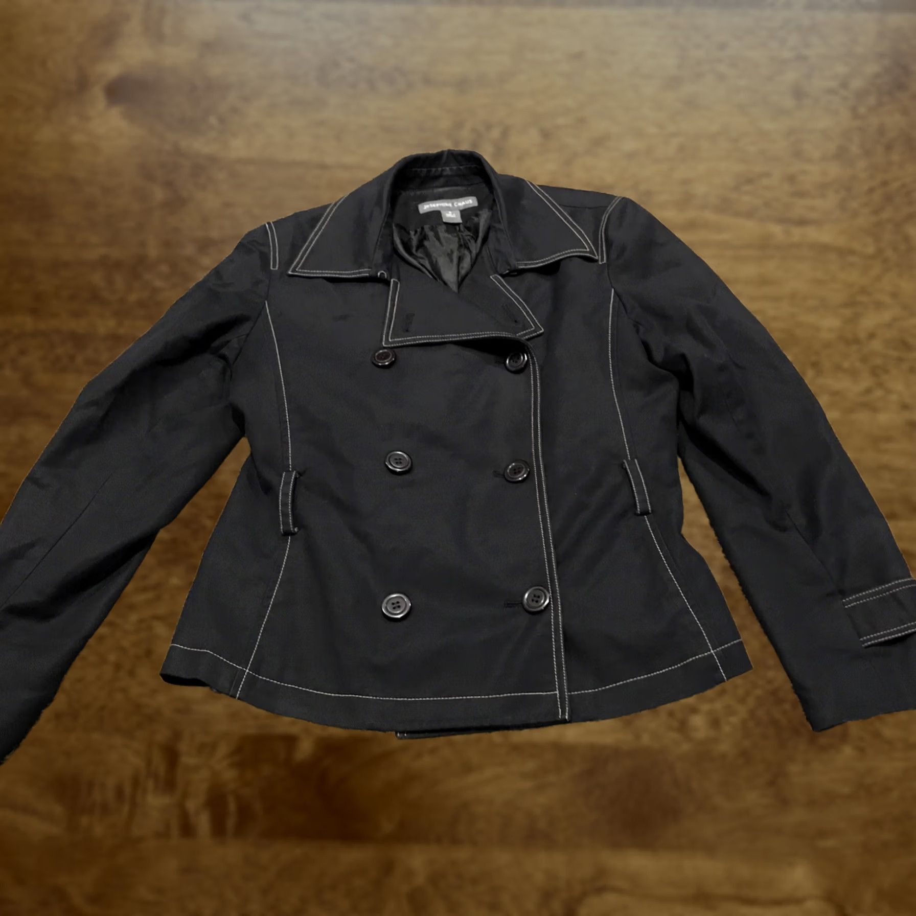 Vintage josephine chaus jacket 8 black cotton blend button up lined womens size Size M / US 6-8 / IT 42-44 - 1 Thumbnail