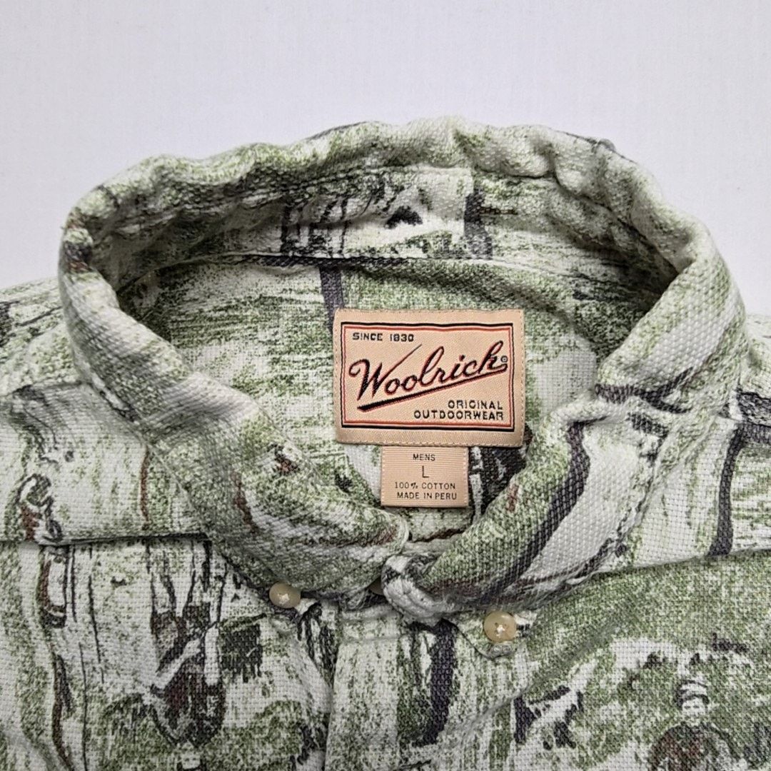 Woolrich Woolen Mills Woolrich Outdoor Golf Print Green Button Down L Golfer Shirt Size US L / EU 52-54 / 3 - 5 Thumbnail