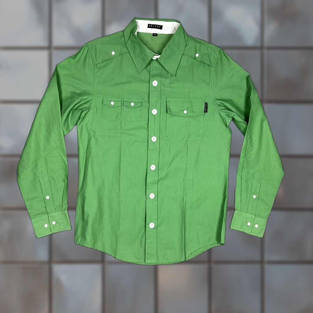 Vintage Orisue Mens Button-Up Shirt Size Medium Green Striped Long Sleeve Woven EUC Size US M / EU 48-50 / 2 - 1 Thumbnail