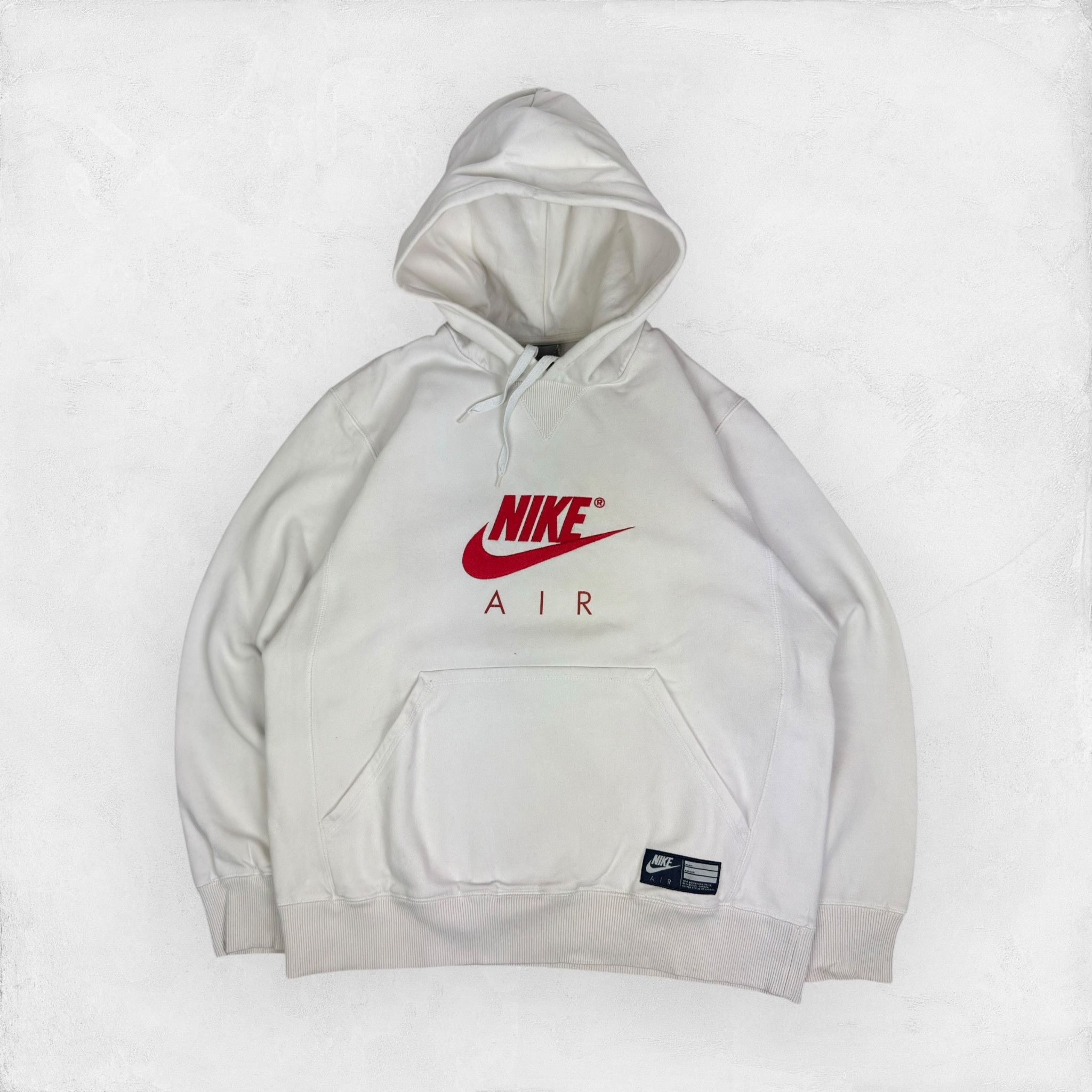 Nike Nike Air Men's White Red Logo Fleece Lined Pullover Hoodie L Size US L / EU 52-54 / 3 - 2 Thumbnail