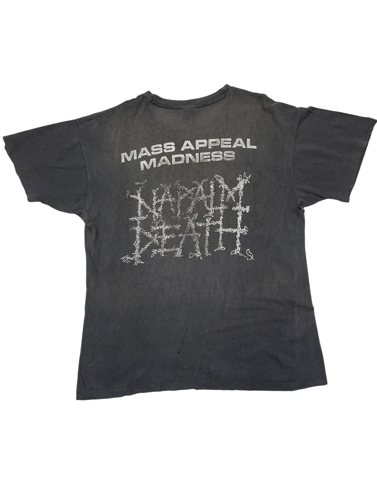 Band Tees Vintage 1991 Napalm Death Mass Appeal Madness Distressed Tee Size US XL / EU 56 / 4 - 2 Thumbnail