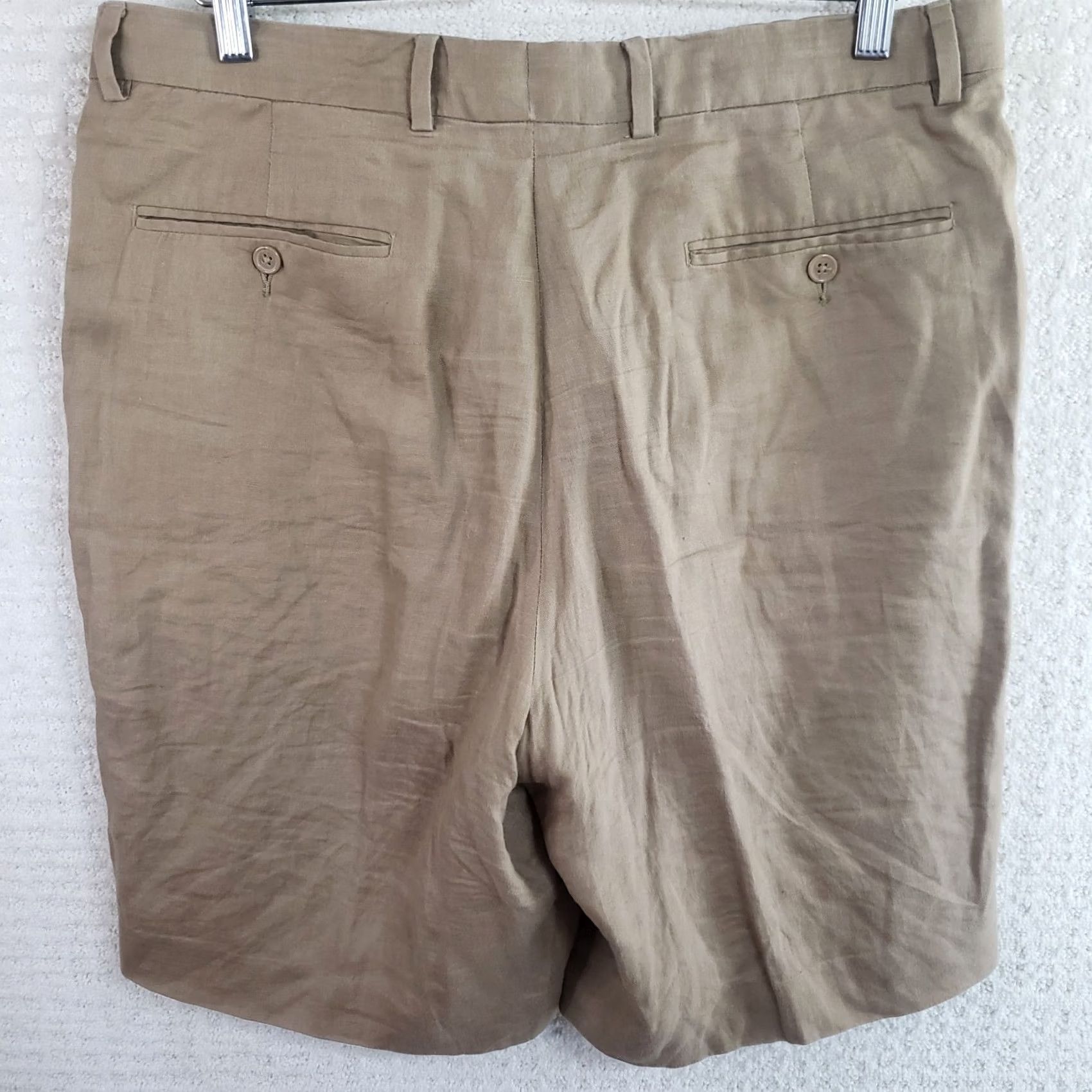 Vintage Cub Cabana 100% Linen Pleated Shorts Bermuda Men Beige 35x10 Casual Polo Golf Summer Knit? Size US S / EU 44-46 / 1 - 7 Thumbnail