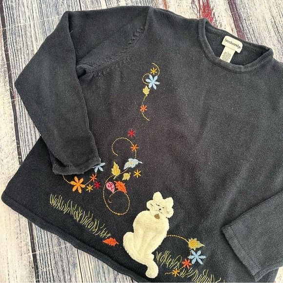Other Vintage Embroidered Cat Crewneck Sweater Size L / US 10 / IT 46 - 4 Thumbnail