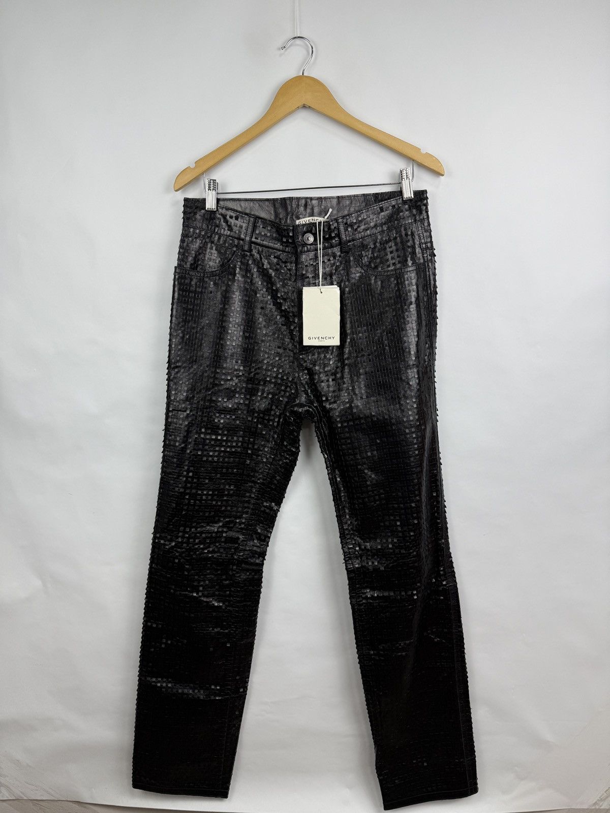 Givenchy ❗️NEW Givenchy Embossed Leather Pants Textured Square Pattern Size US 31 - 2 Thumbnail