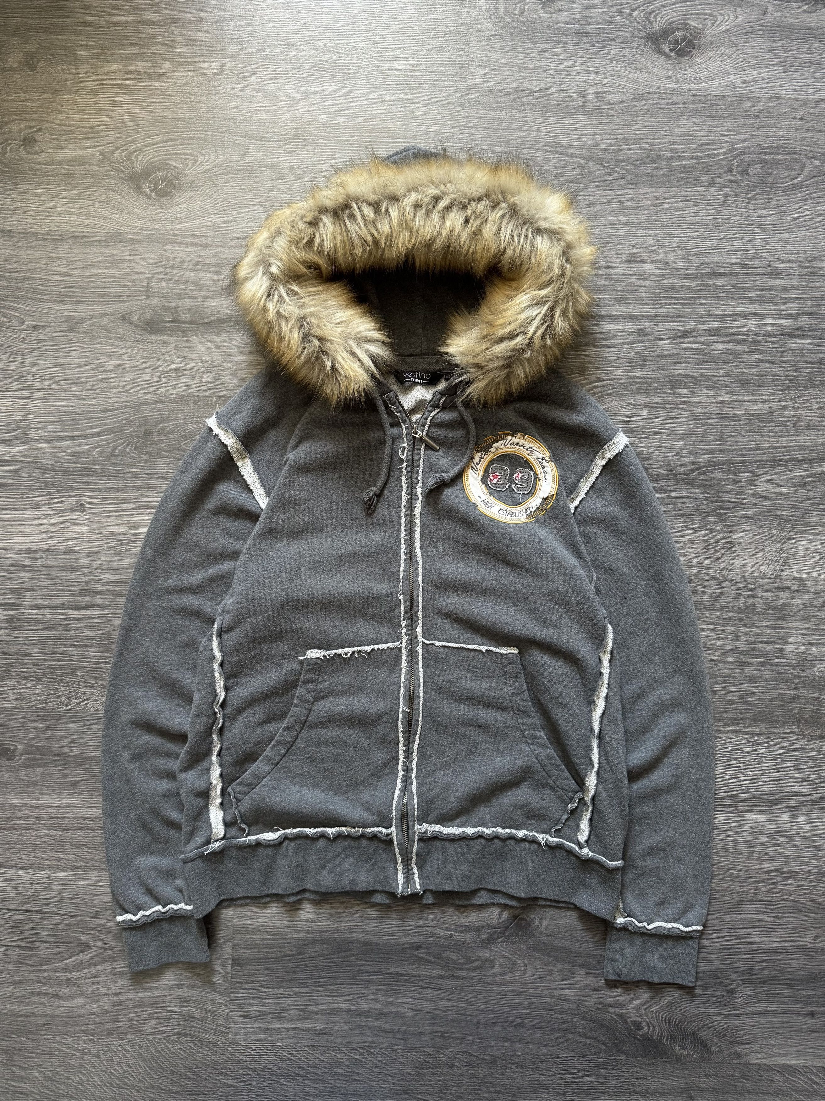 Crazy Y2K Hysteric Glamour LGB Style Distressed Fur Hoodie