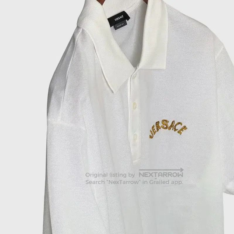 Versace White Logo Short Sleeve Polo Shirt .