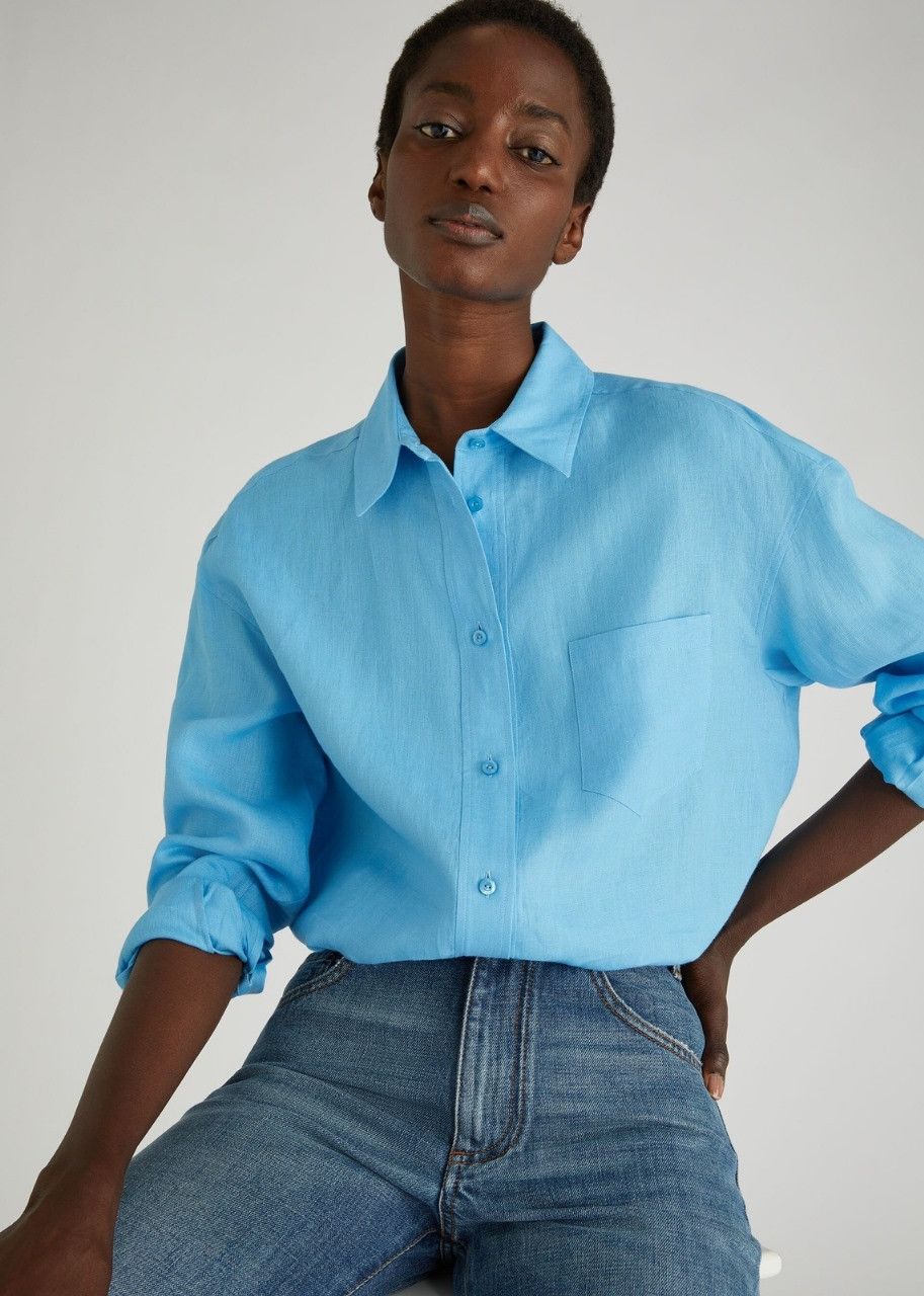 Loro Piana o1srvl11e0524 Shirt in Blue Size M / US 6-8 / IT 42-44 - 2 Thumbnail