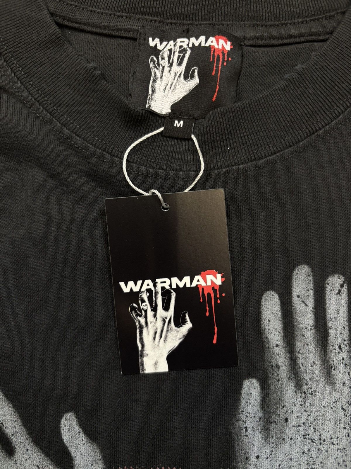 Vintage WARMAN SPREAD LEGS GRAPHIC TEE, WASHED BLACK Size US M / EU 48-50 / 2 - 9 Thumbnail