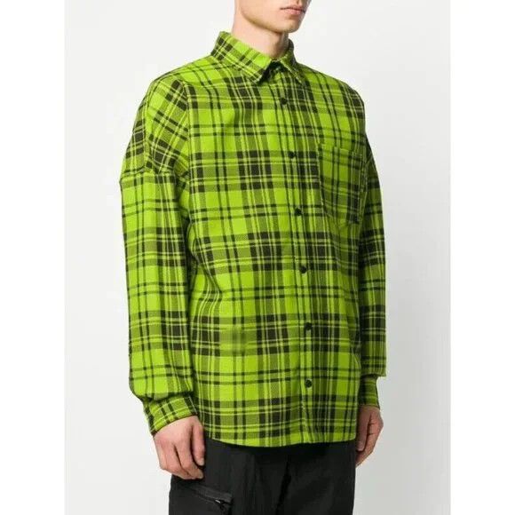 Palm Angels Palm Angels Logo Overshirt 44 XS Mens Green & White Plaid C Size US XS / EU 42 / 0 - 14 Thumbnail
