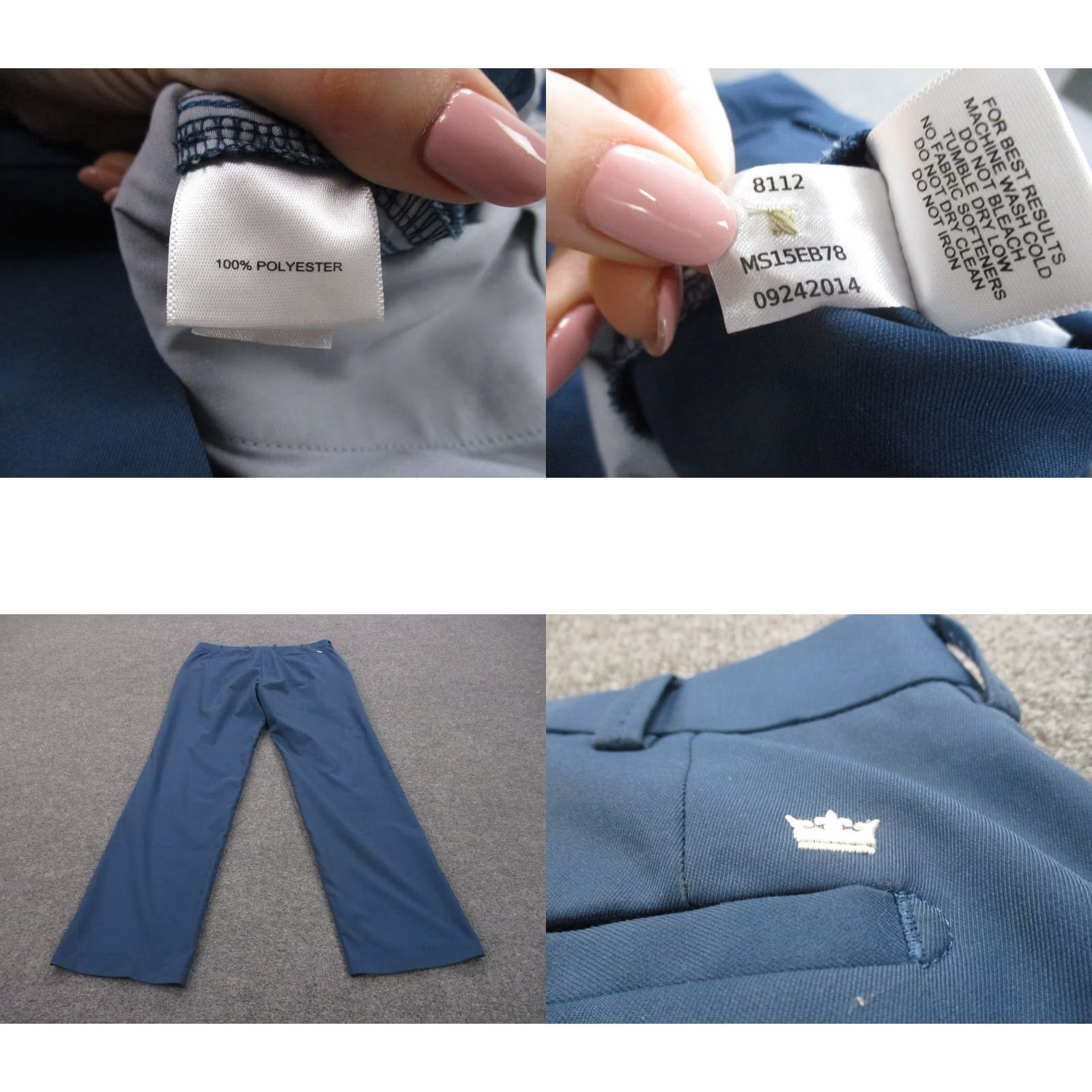 Peter Millar Peter Millar Pants Men 34 Chino Straight Flat Front Belt Loops Zip Zipper Polyester Canvas 33 In Inseam Blue Size US 34 / EU 50 - 8 Thumbnail