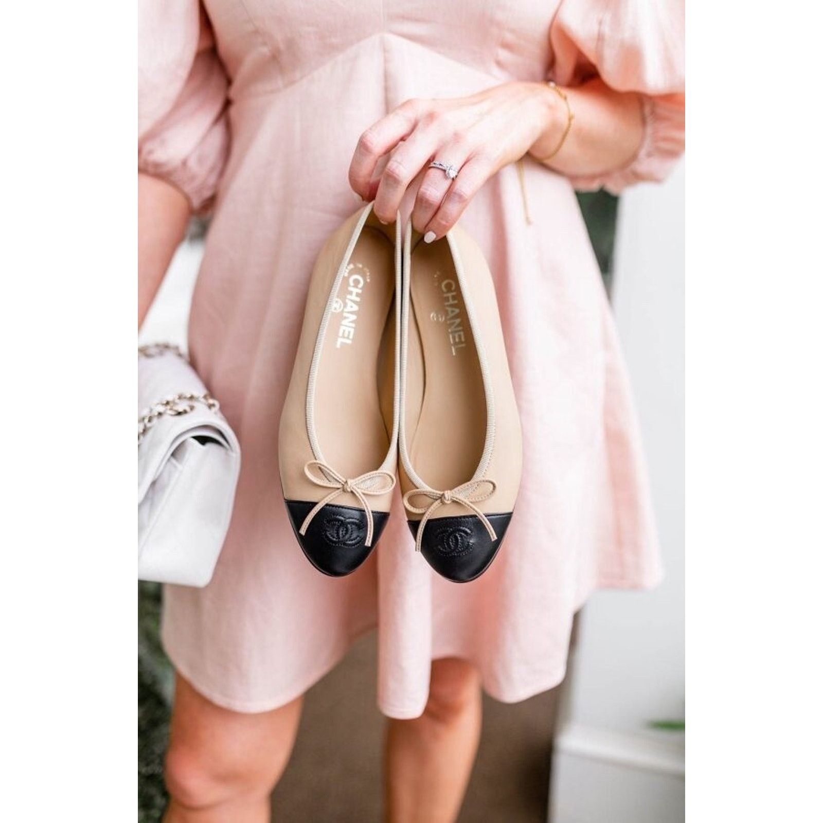 Chanel Lambskin Leather CC Logo Bow Tie Ballet Ballerina Flat 37 Size US 7 / IT 37 - 3 Thumbnail