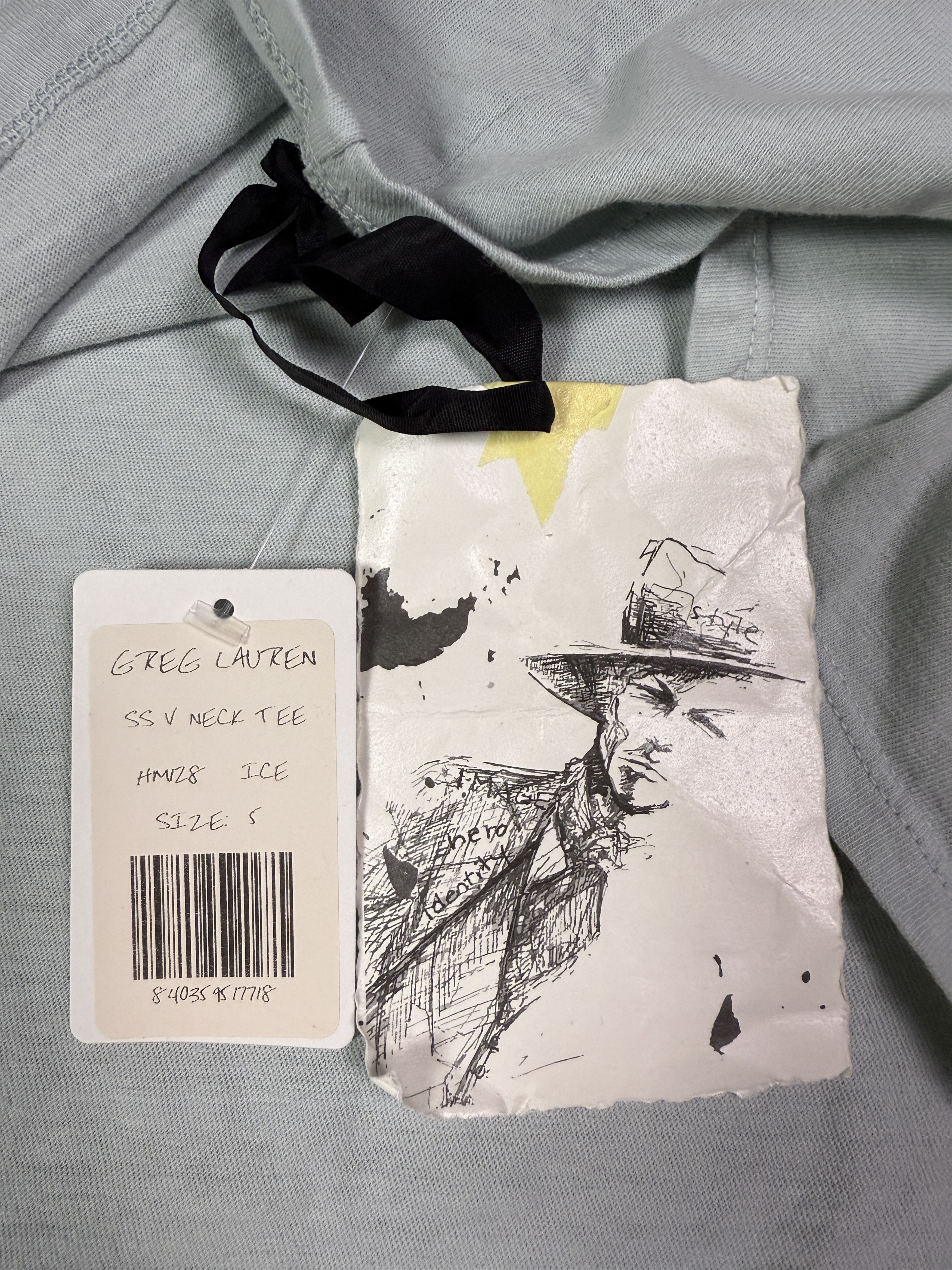 Greg Lauren $290 Greg Lauren Light Blue V Neck Tee Size US XXL / EU 58 / 5 - 5 Thumbnail