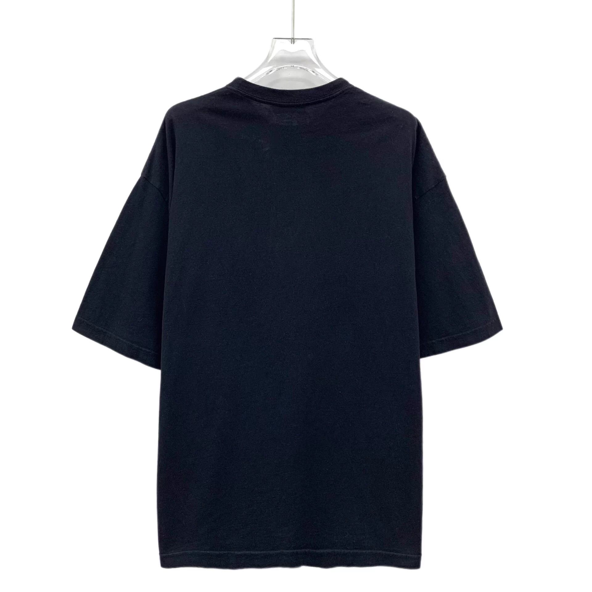 Balenciaga Balenciaga Black Logo Embroidered Cotton T-Shirt M Size US M / EU 48-50 / 2 - 2 Thumbnail