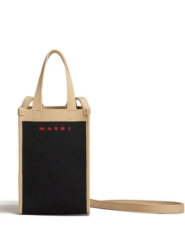Marni o1w1db11125 Size :OS /Logo Print Shopper Tote in Black Size ONE SIZE - 1 Thumbnail