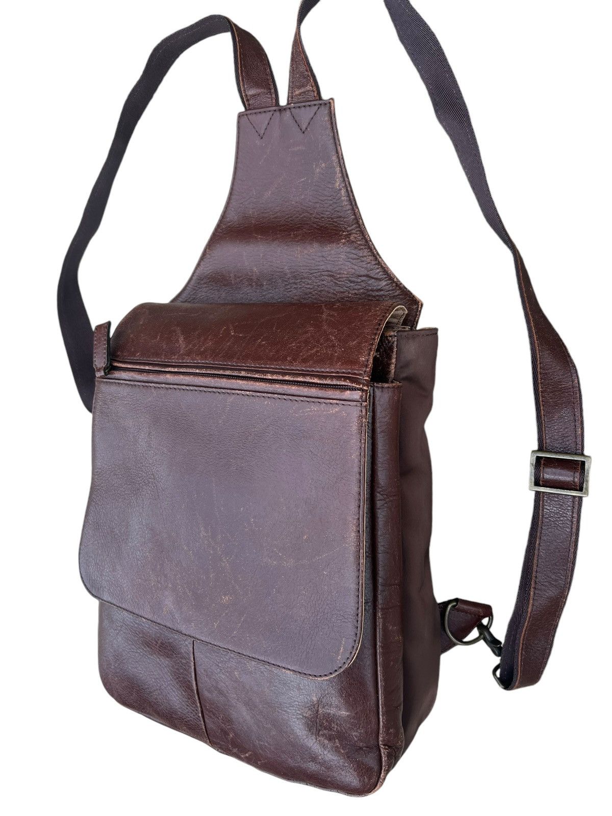 Leather Vintage HW Design Japan Hybrid Nylon Patina Leather Backpack Size ONE SIZE - 8 Thumbnail