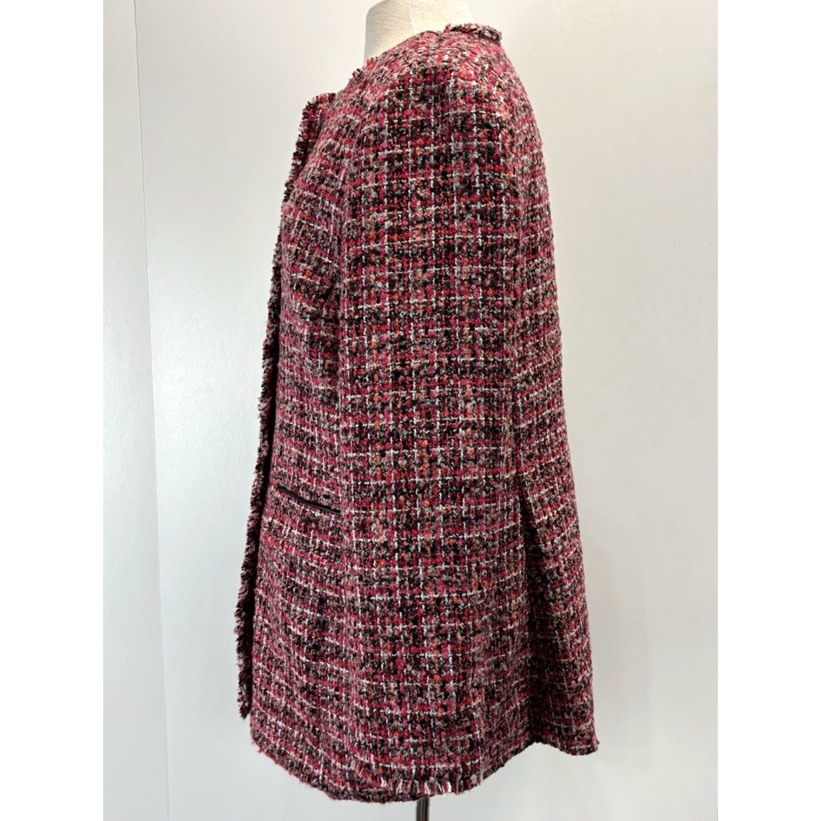 Talbots Talbots Pinewood Tweed Coat Sz 12 Multicolor Lined Fringe Academia Classic Womens Size XL / US 12-14 / IT 48-50 - 2 Thumbnail