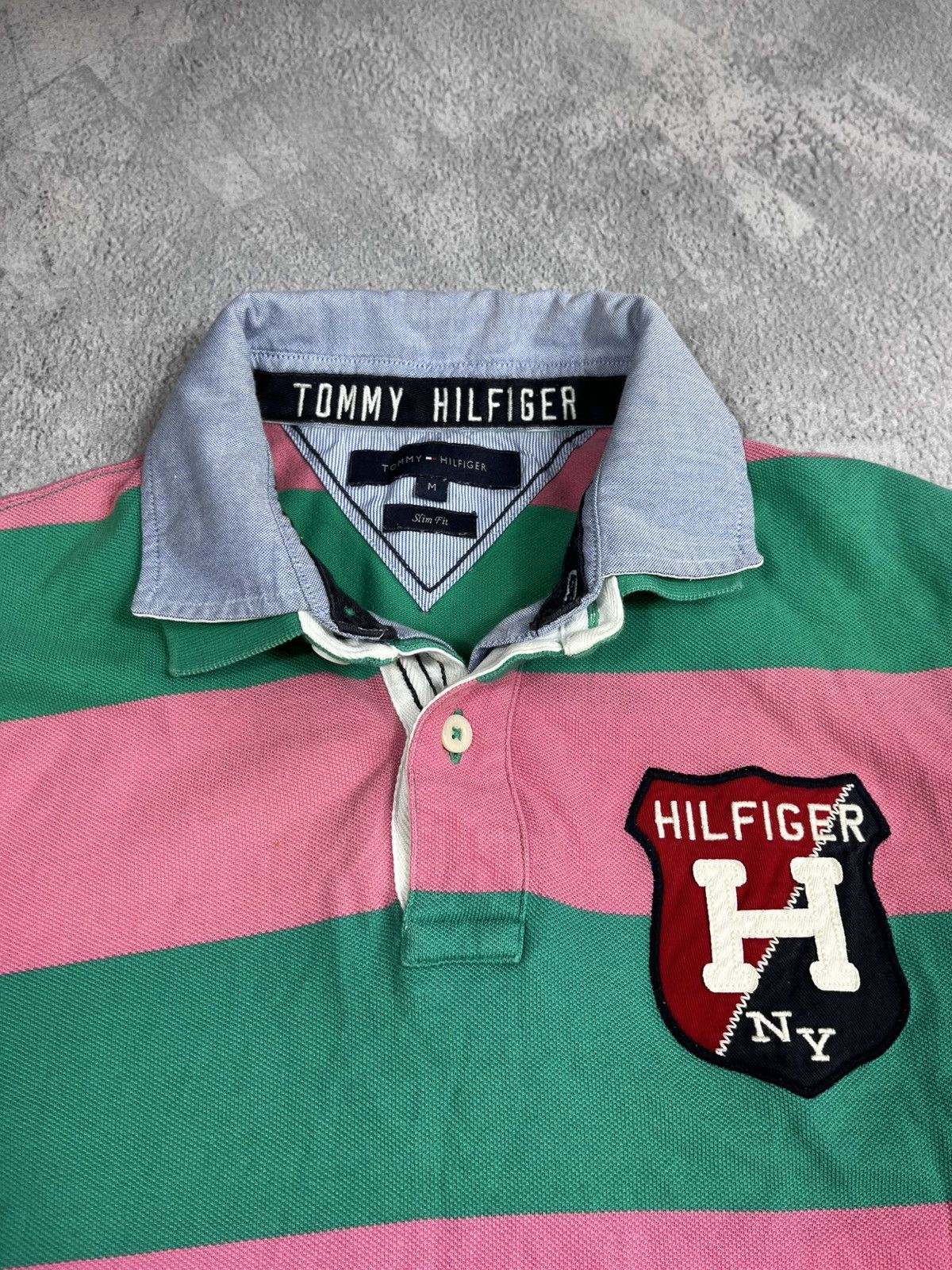 Tommy Hilfiger Vintage Y2K Tommy Hilfiger NY big logo striped 1/4 polo tee Size US M / EU 48-50 / 2 - 4 Thumbnail