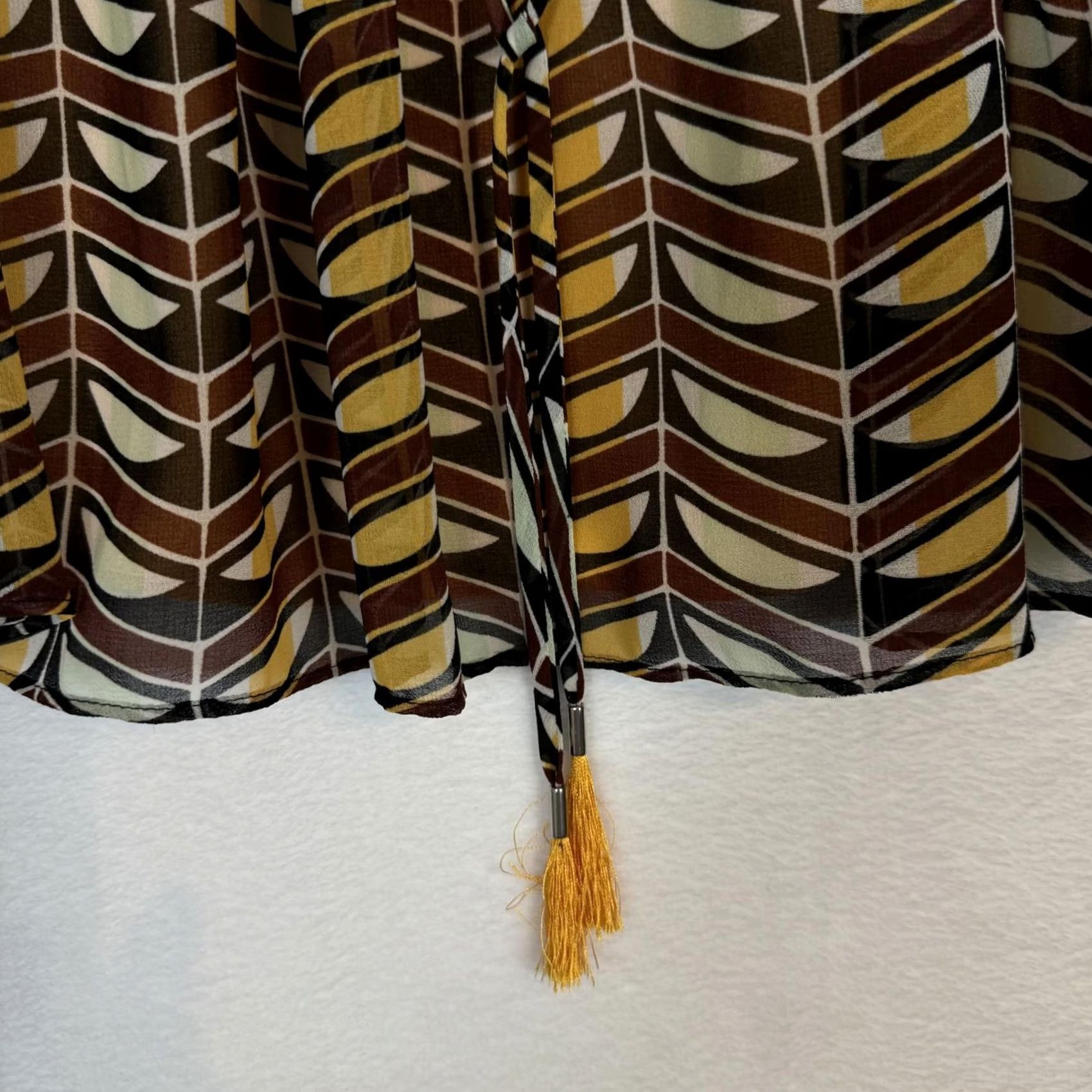 Scotch & Soda Scotch & Soda Mini Skirt Women’s XS Rust Black Gold Ruffled Tassel Cotton W217 Size 26" / US 2 / IT 38 - 4 Thumbnail