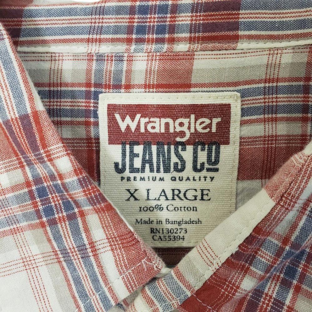 Designer CT469 Wrangler Jean's Men's Red & White Plaid Shirt XL Size US XL / EU 56 / 4 - 2 Thumbnail