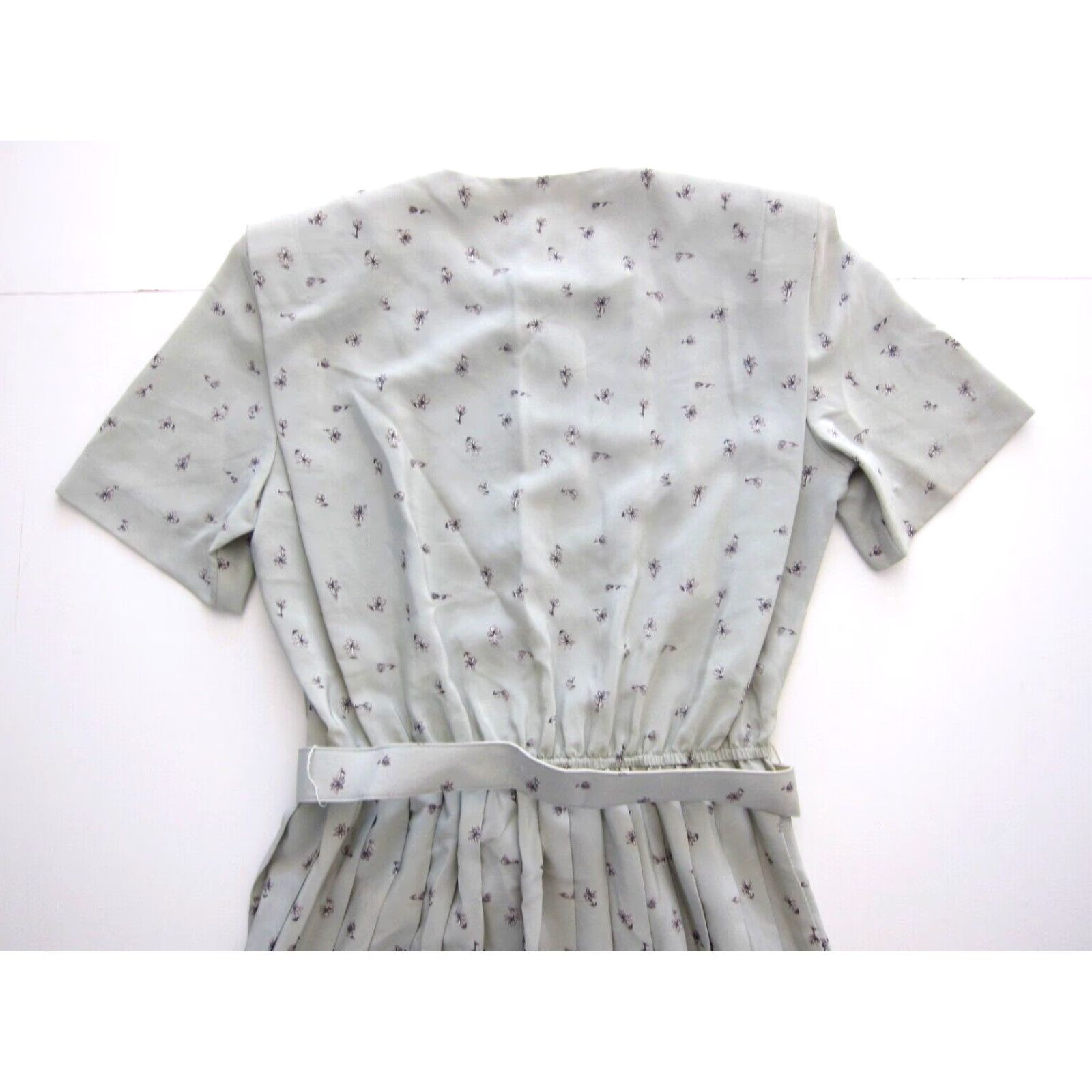 Vintage VINTAGE Leslie Fay Green Floral Short Sleeve Pleated Secretary Dress 10 Size 32" / US 10 / IT 46 - 6 Thumbnail