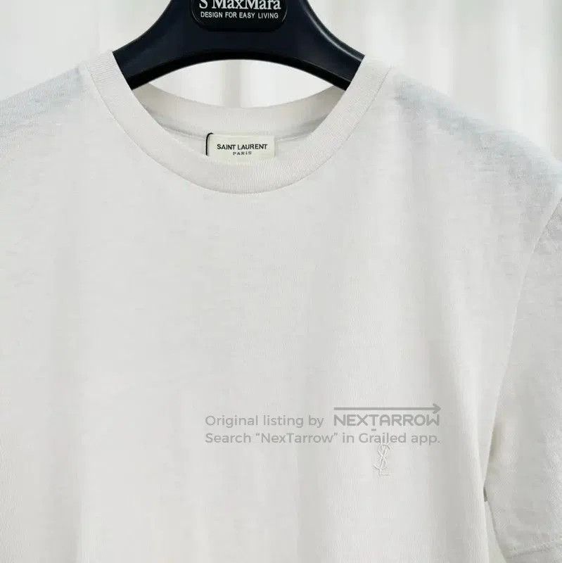 Yves Saint Laurent YSL Summer White Cotton Embroidered Logo T-Shirt . Size S / US 4 / IT 40 - 3 Thumbnail