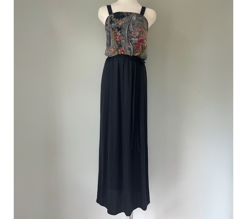 Vintage 1970s Vtg Long Boho Maxi Dress | Matthew Jo.Ed Sophisticates Size L / US 10 / IT 46 - 1 Thumbnail